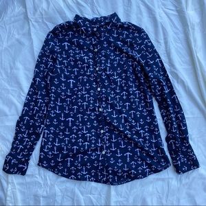 Old Navy Anchor Print Button Down Blouse - Size S
